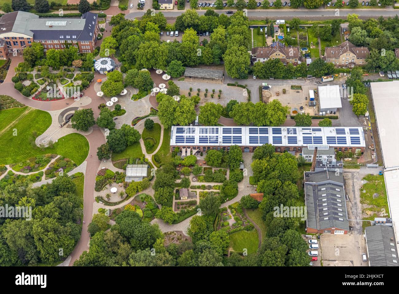 Aerial view, Maximilianpark amusement park, Maxigastro, Uentrop, Hamm, Ruhr area, North Rhine-Westphalia, Germany, DE, Europe, leisure facility, leisu Stock Photo