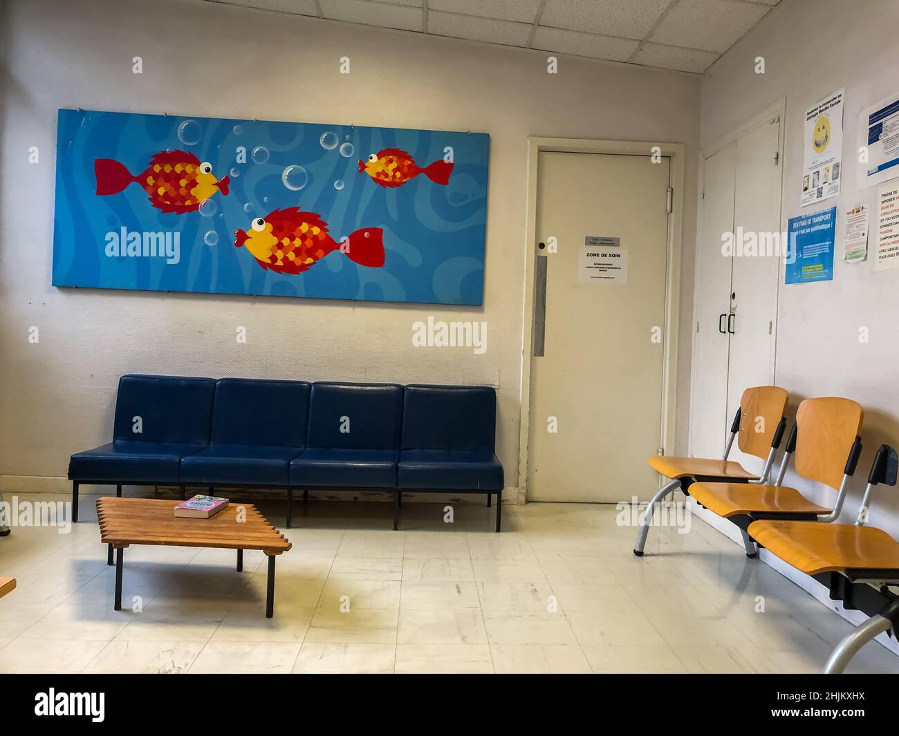 Paris, France, Waiting Room inside French Public Hospital La Pitie