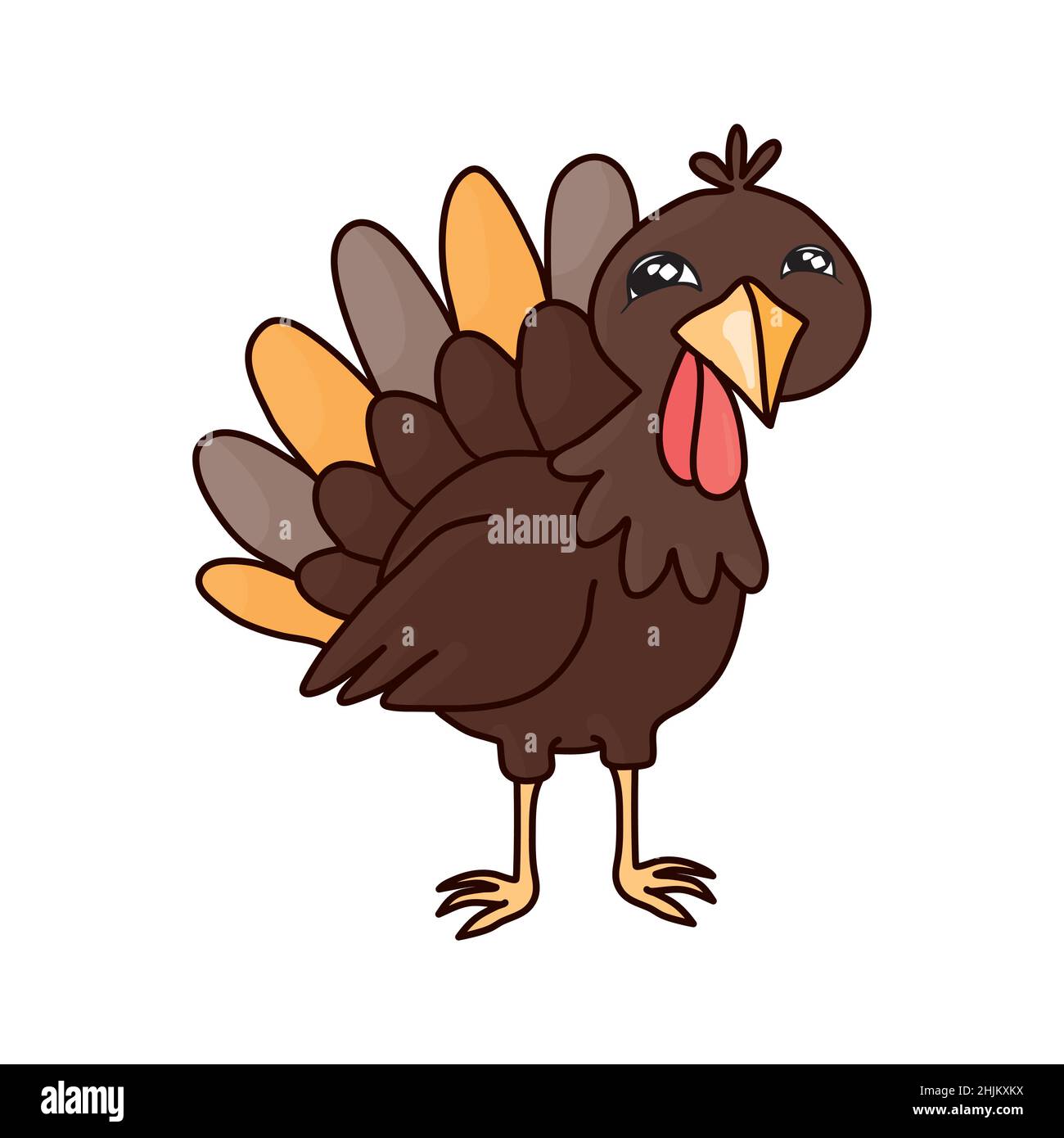 Vector Illustration of a Happy Thanksgiving Celebration Design with Cartoon Turkey Stock Vector
