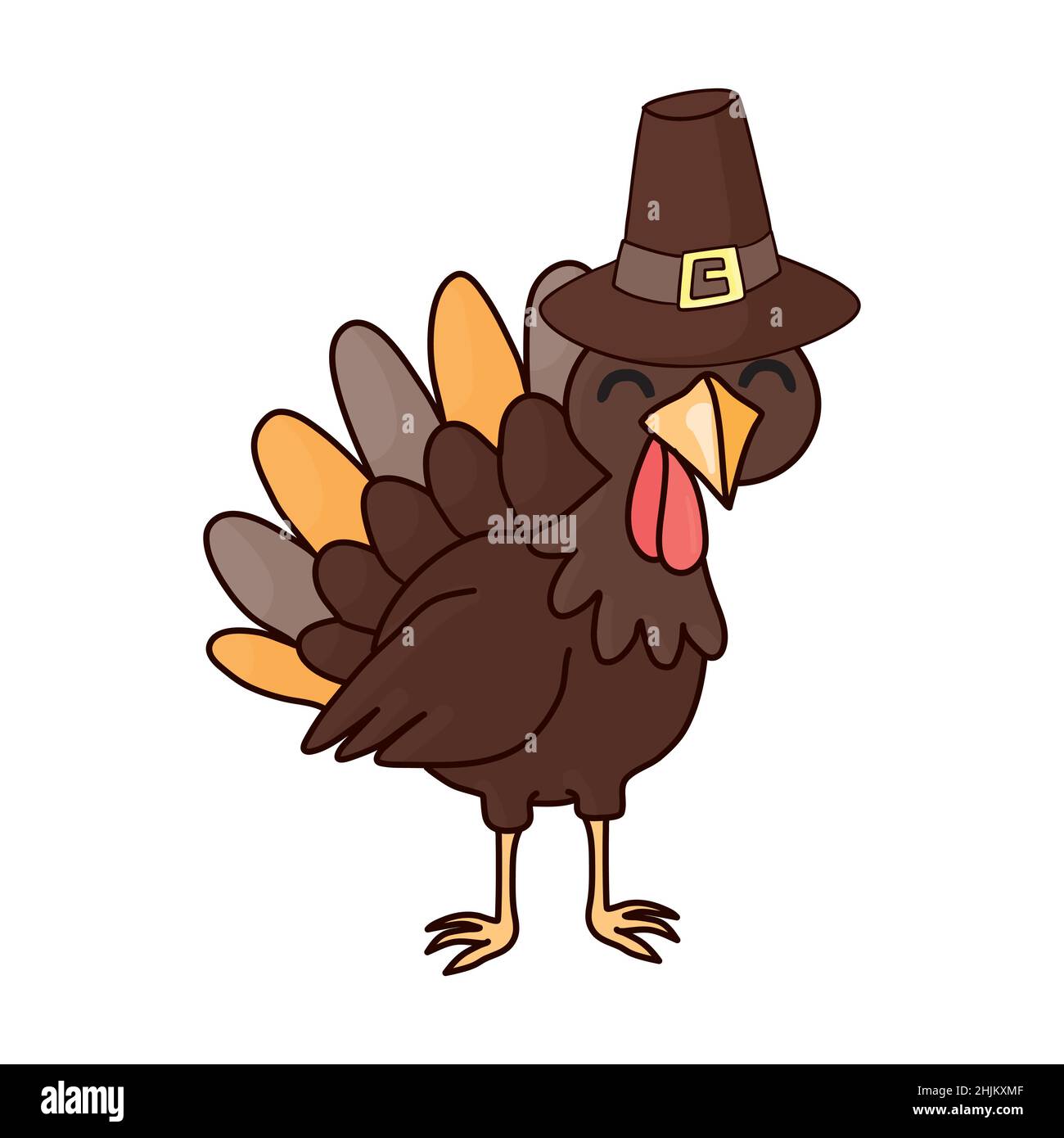 Vector Illustration of a Happy Thanksgiving Celebration Design with Cartoon Turkey Stock Vector