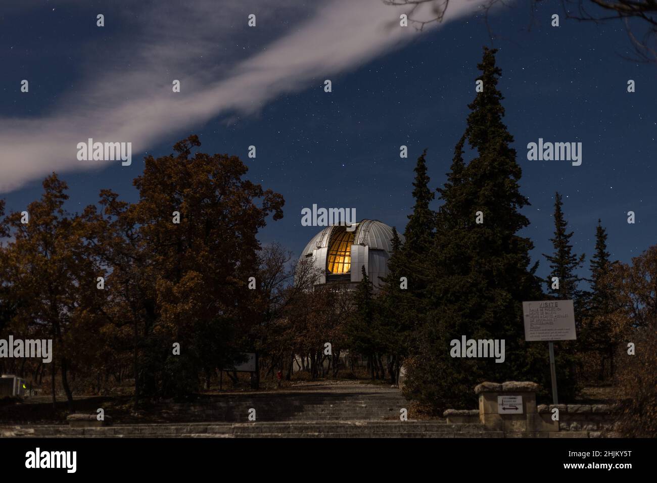 observatory astronomical dome in night sky Stock Photo