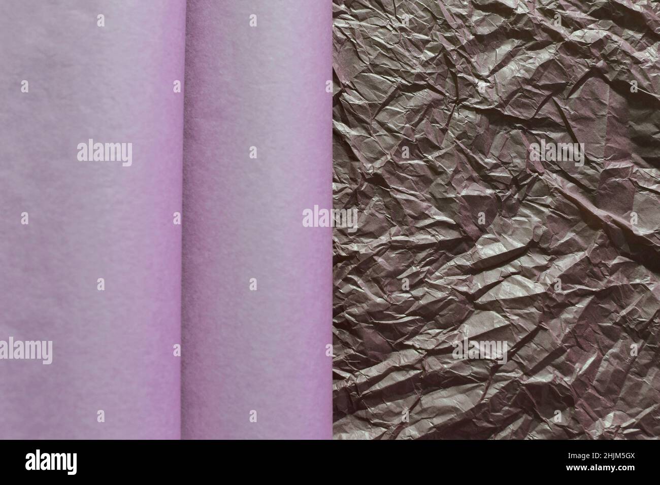 Pink and brown crumpled paper, for backgrounds or textures. Template for various purposes. Stock Photo