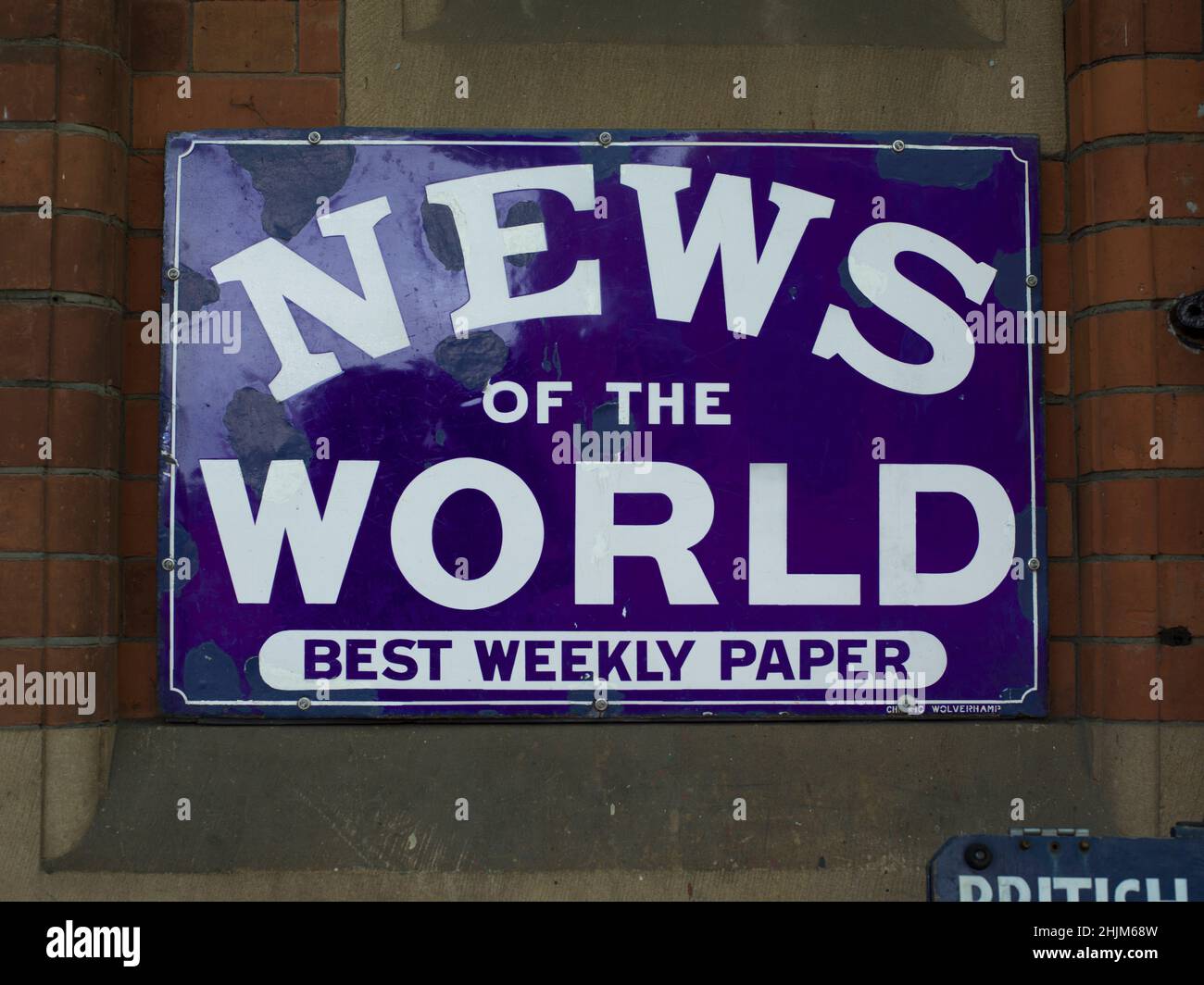 Great Central Railway, Loughborough, Leicestershire, UK, January 28th 2022, View of a vintage News of the World sign Stock Photo