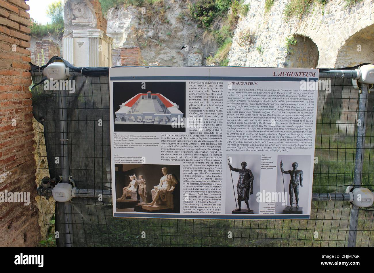 Architectural details of the famous town of Herculaneum which was destroyed, together with Pompeii, by the eruption of Vesuvius. Stock Photo