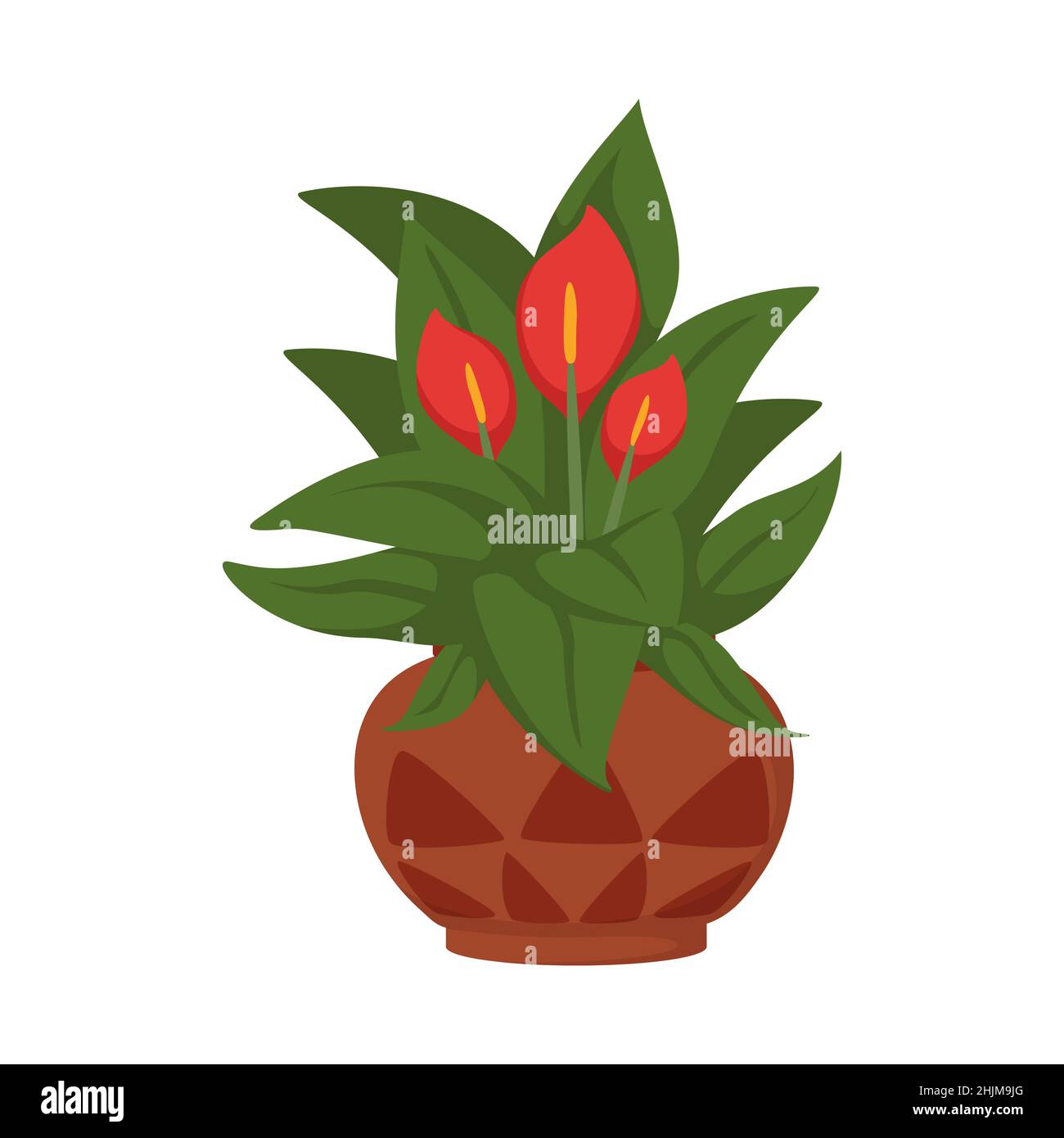 Vector cartoon style illustration potted house plant Stock Vector