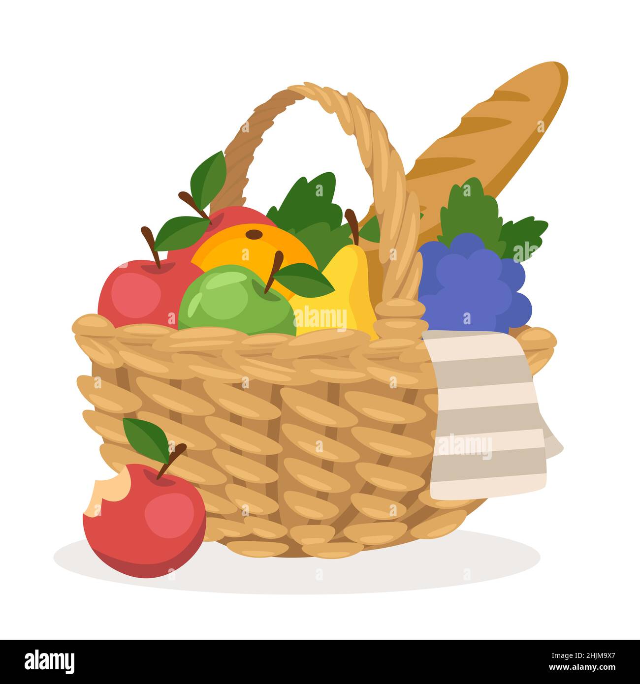 Cartoon style illustration of basket with fruits Stock Vector Image & Art -  Alamy