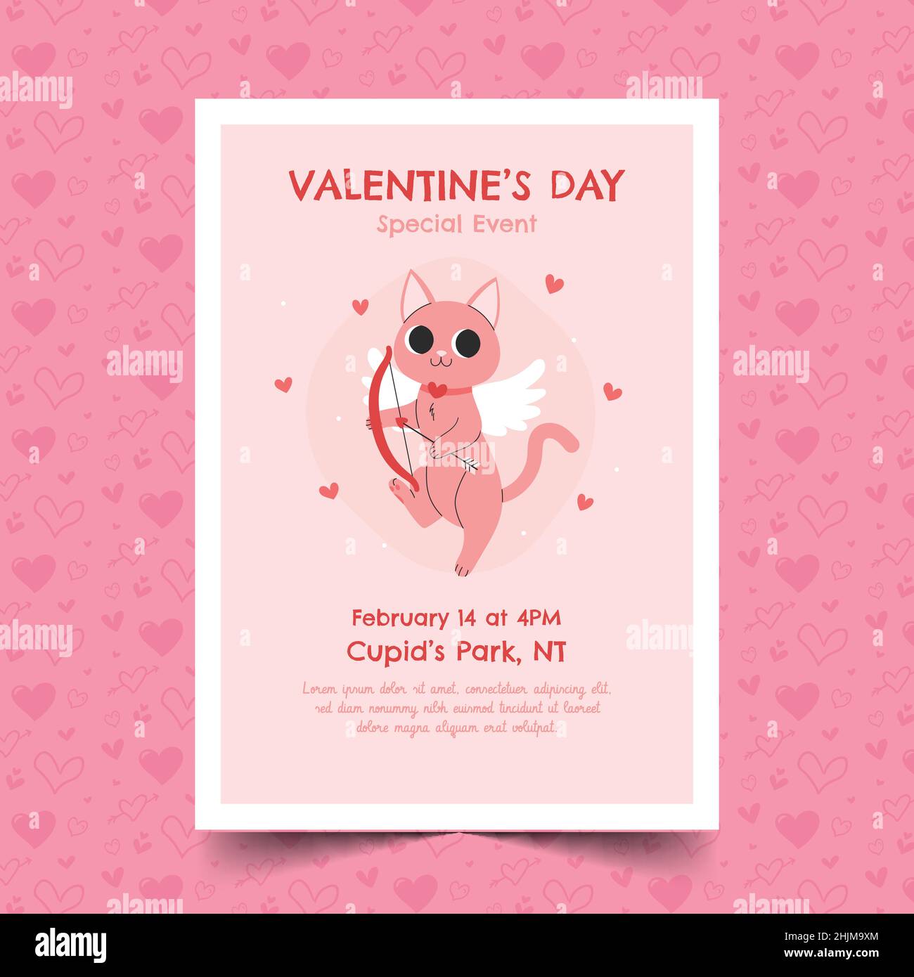 flat valentine day vertical flyer template design vector illustration ...