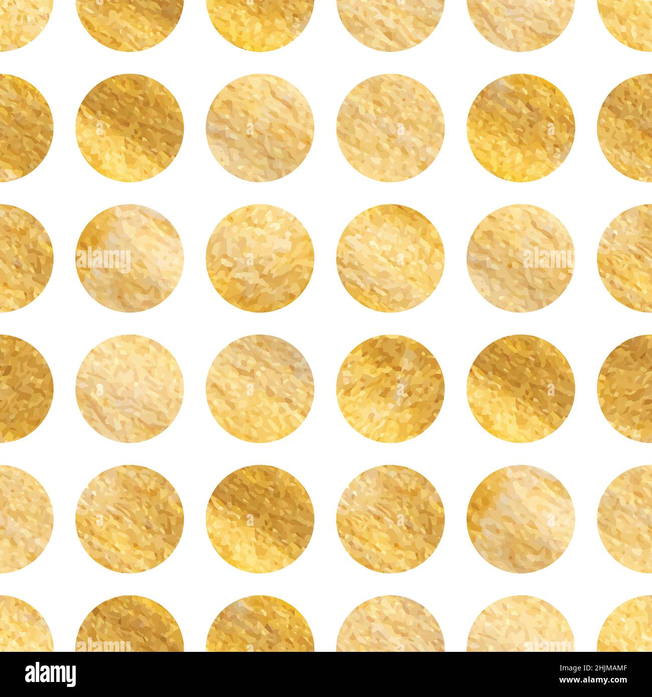 Abstract fashion grunge polka dots background. White seamless pattern with golden textured circles. Template design for invitation, poster, card Stock Vector