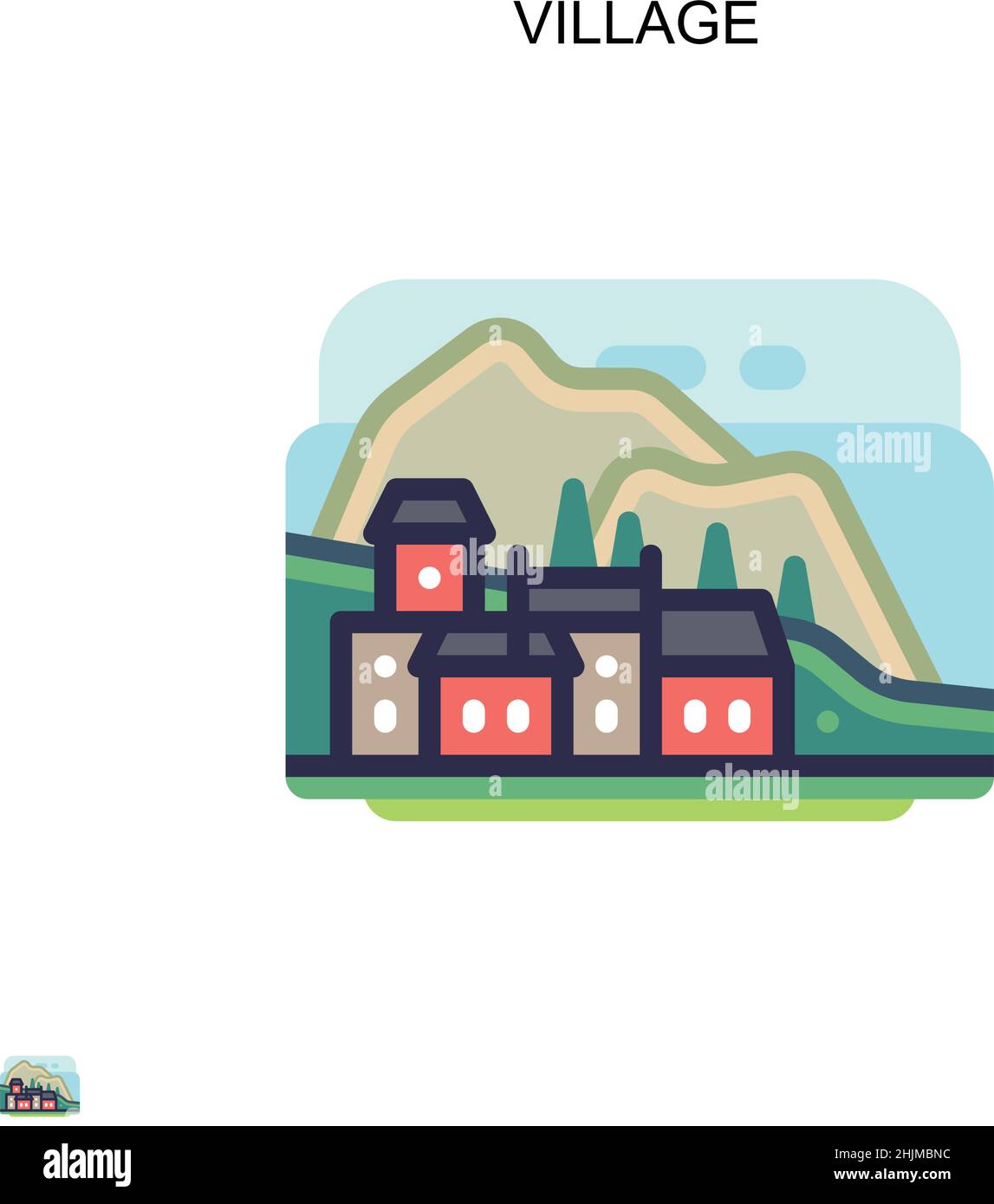 Village Simple vector icon. Illustration symbol design template for web mobile UI element. Stock Vector