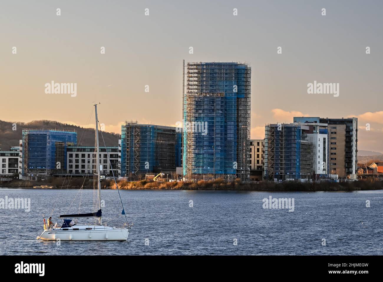 Buildings covered in scaffolding as cladding is removed at Prospect