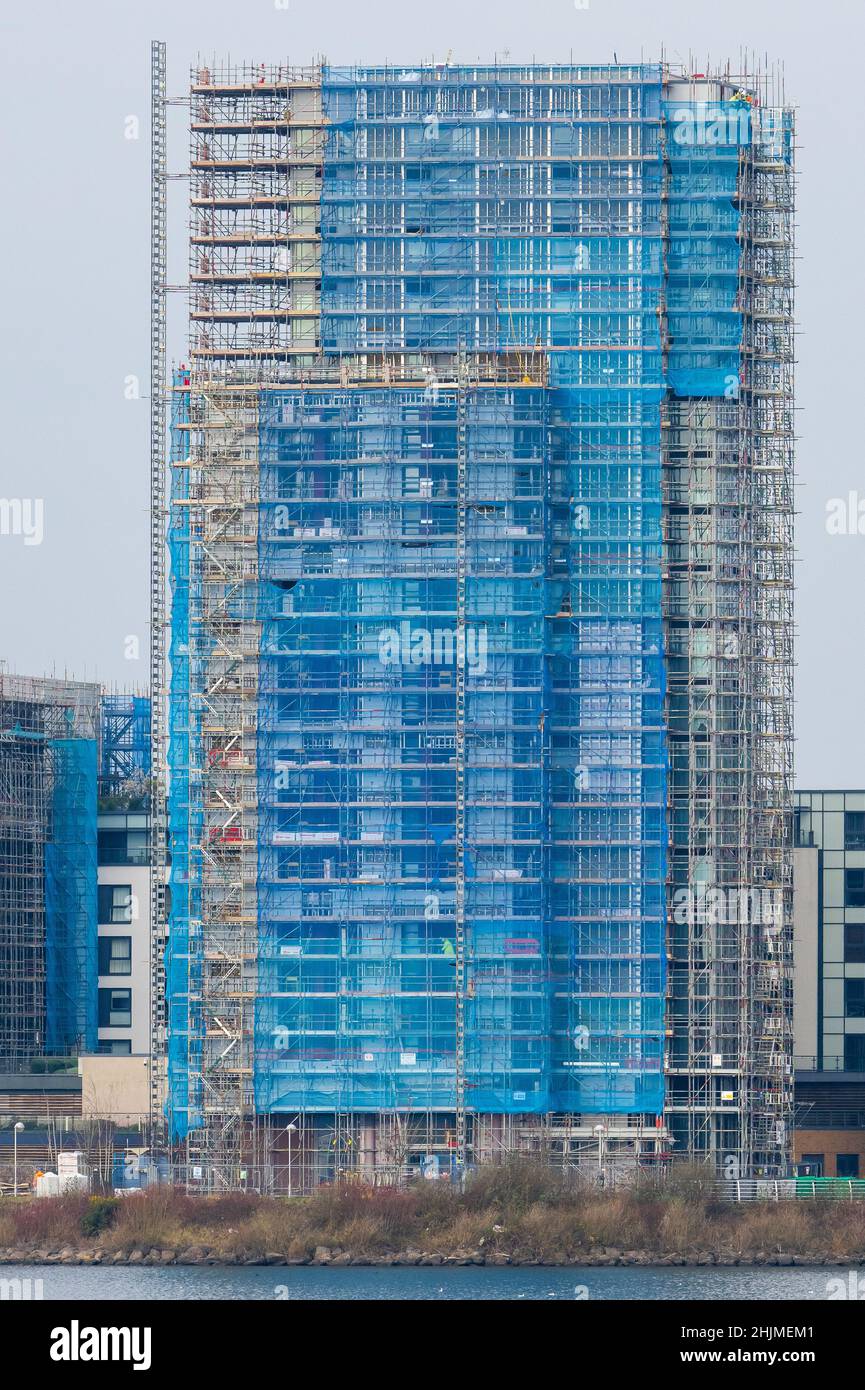 Buildings covered in scaffolding as cladding is removed at Prospect