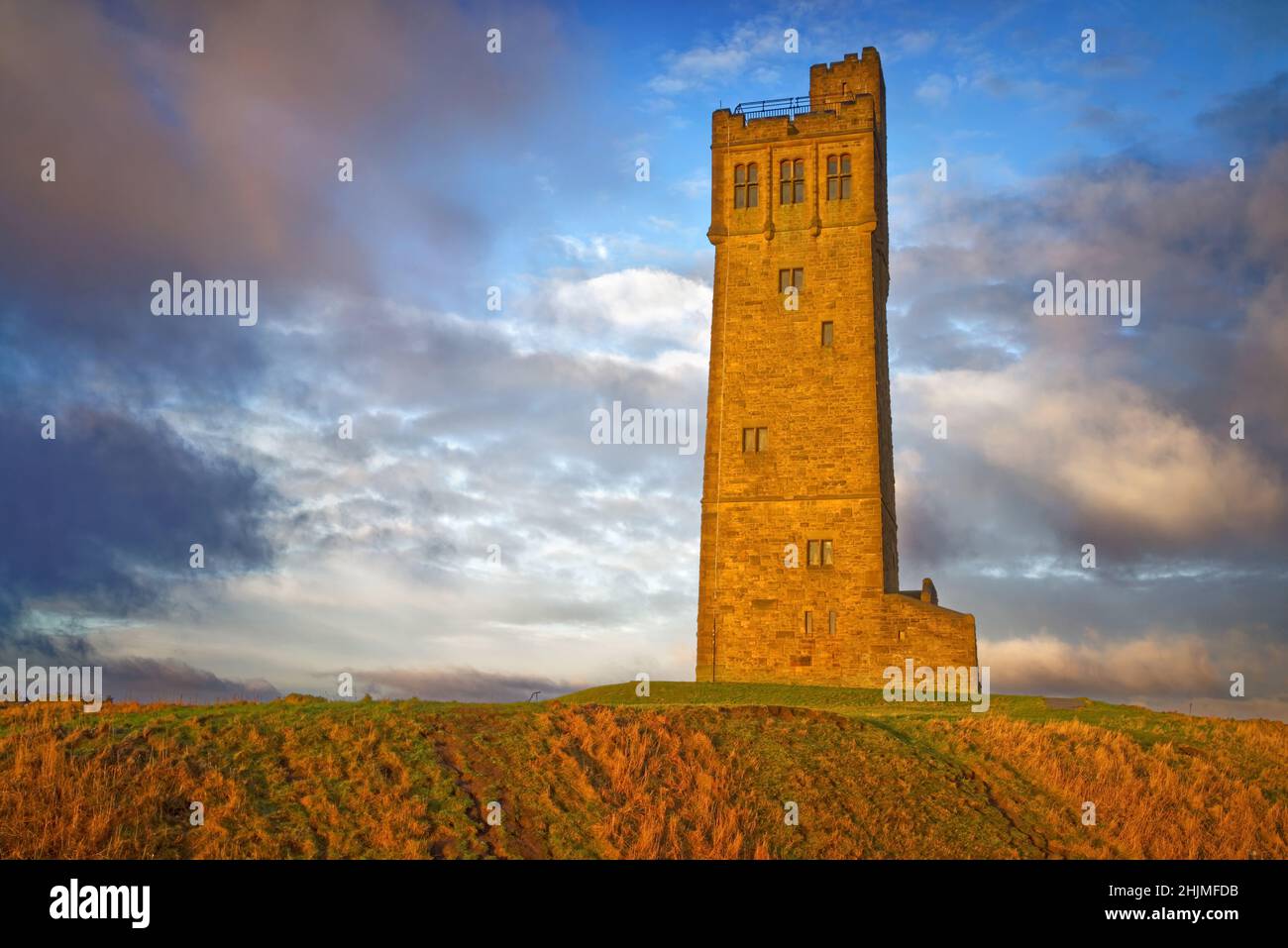 UK,West Yorkshire,Huddersfield,Castle Hill,Victoria Tower Stock Photo