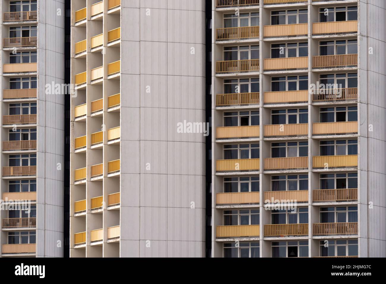 Close up of hotel towers on the south beach of Fehmarn, Germany,Baltic Sea Stock Photo