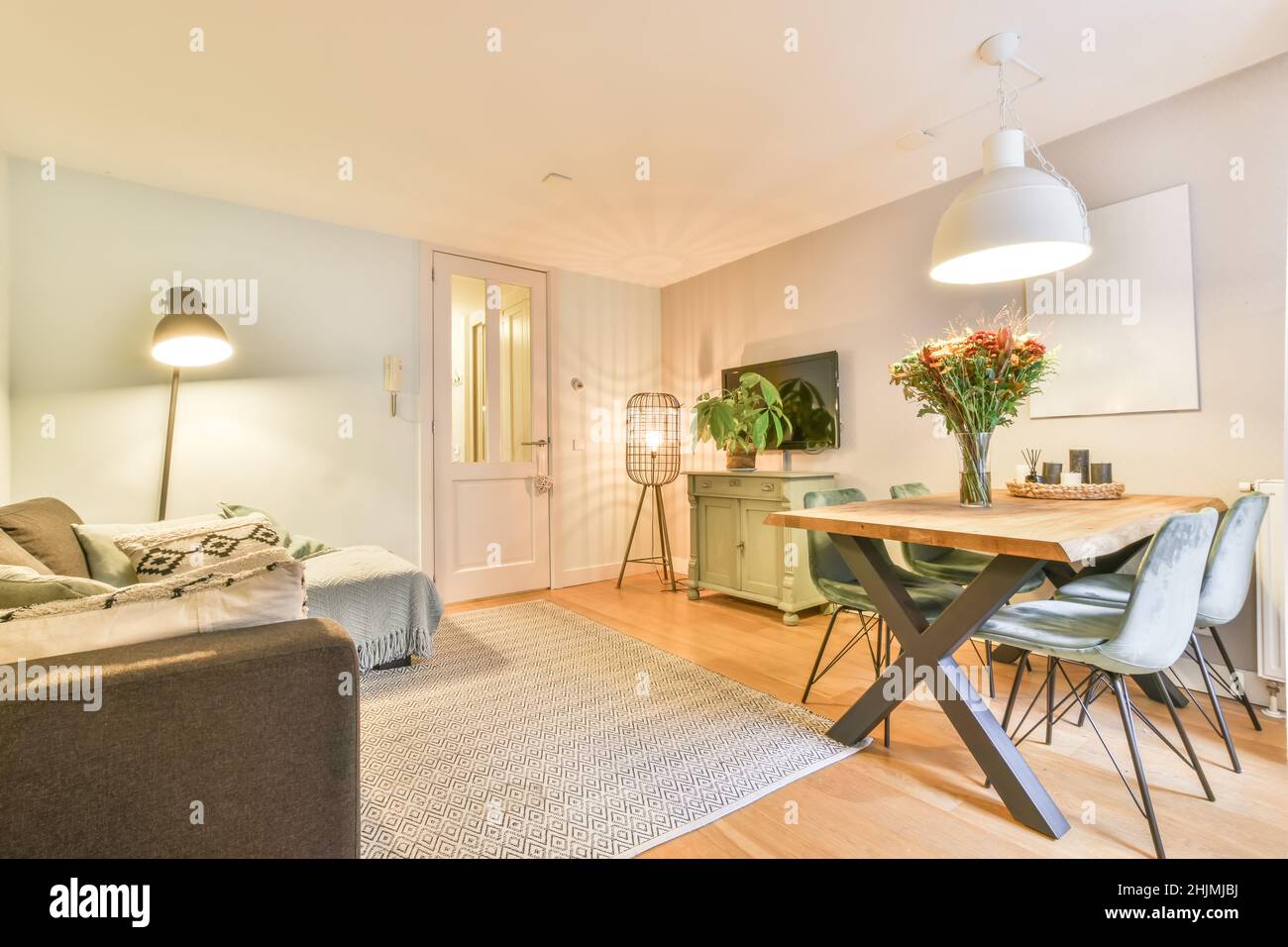 Interior design of clean and bright dining room Stock Photo - Alamy
