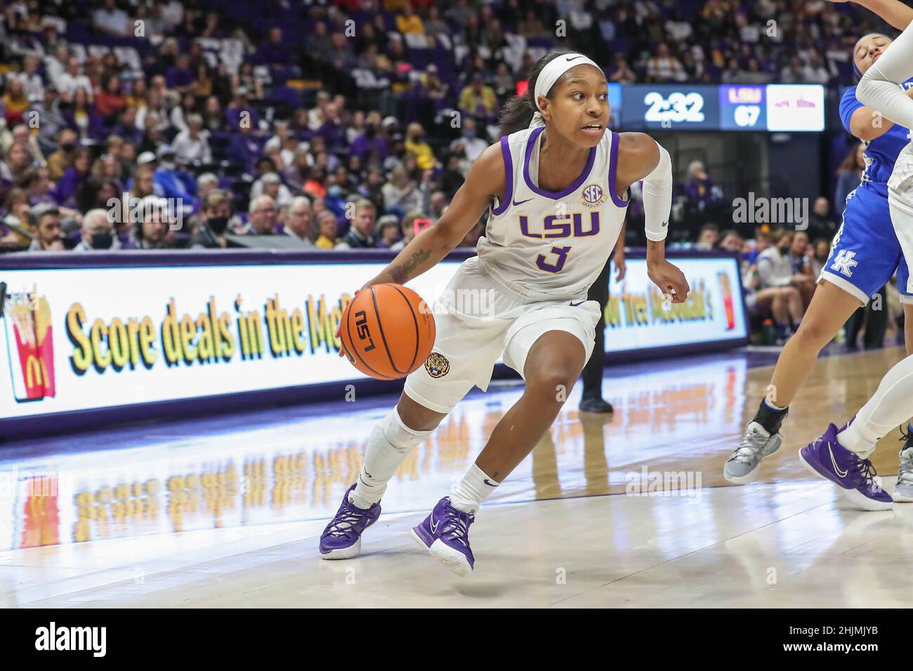 Baton Rouge, LA, USA. 30th Jan, 2022. LSU's Khayla Pointer (3) drives to  the basket during NCAA Women's Basketball action between the Kentucky  Wildcats and the LSU Tigers at the Pete Maravich