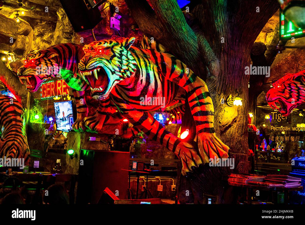 Big tiger statue in a bar in Patong, Thailand and also year of the ...
