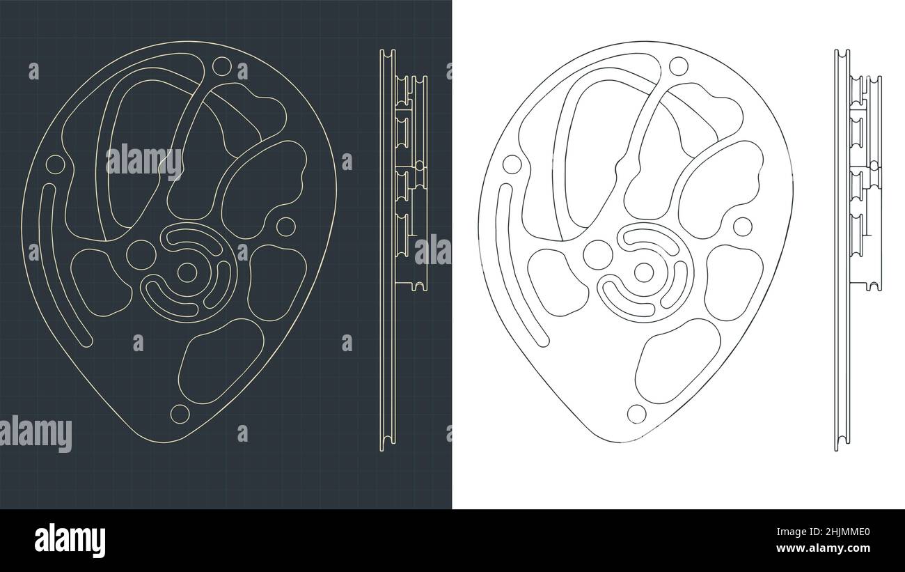 Stylized vector illustrations of blueprints of compound bow cam Stock  Vector Image & Art - Alamy