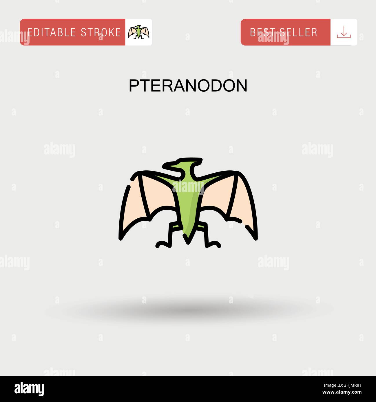 Pteranodon Simple vector icon. Stock Vector