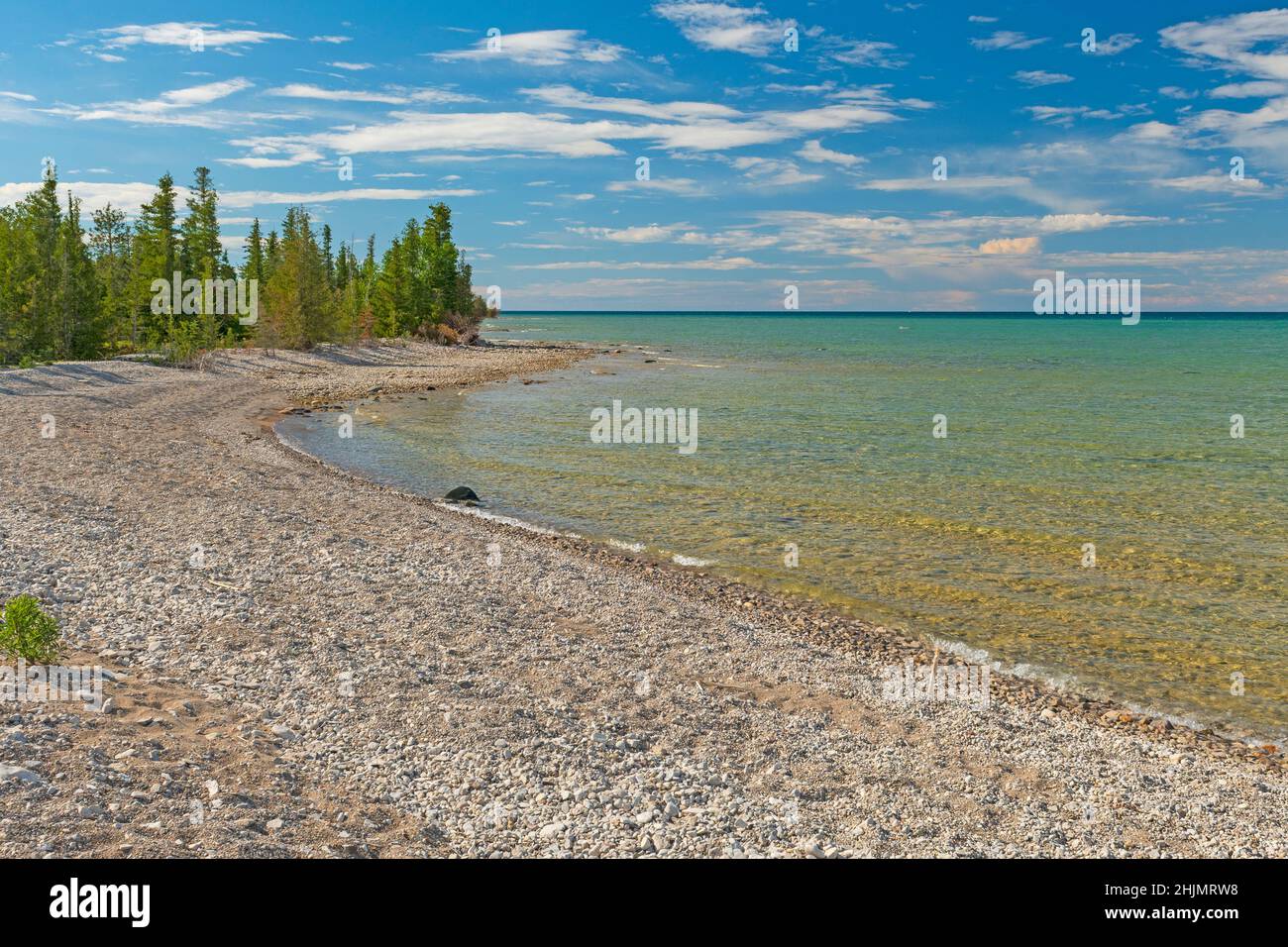 Quiet Waters on a Sheltered Cove on Lake Huron at Thompsons Harbor State Park in Michigan Stock Photo
