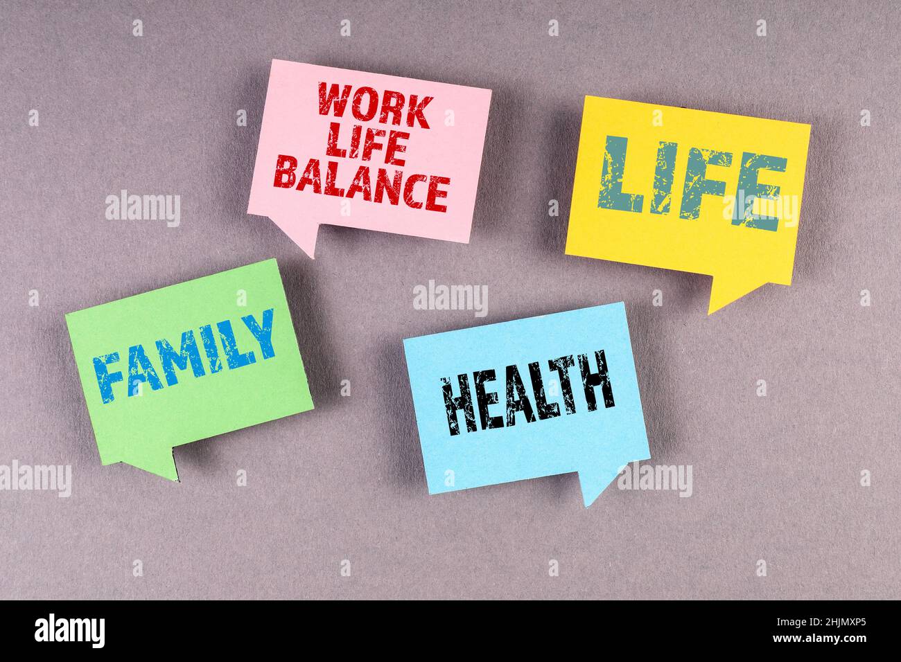 Work Life Balance Concept. Speech bubbles on a gray background Stock ...
