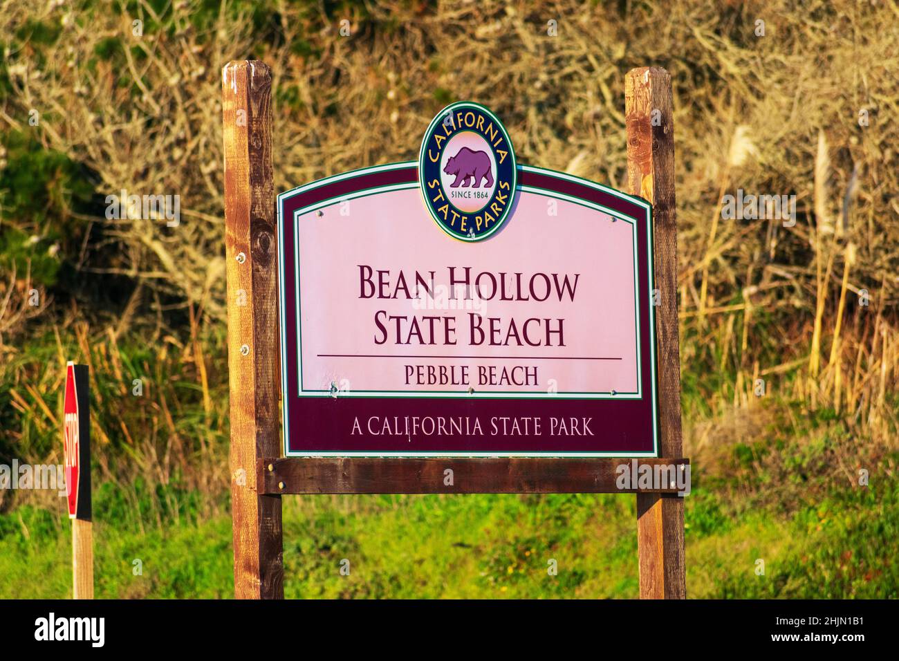 Bean Hollow State Beach, Pebble Beach sign of California State Park