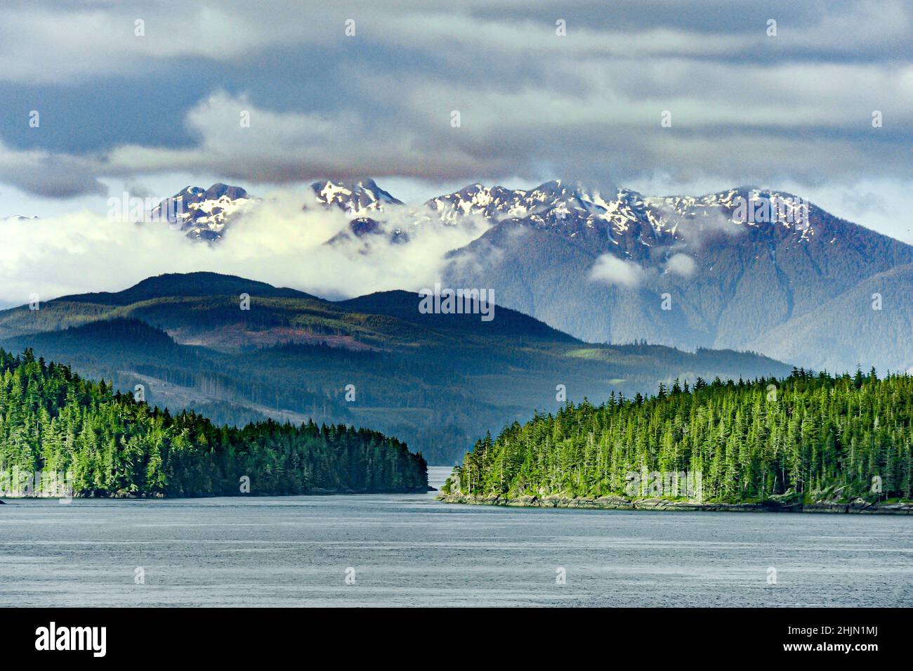 inside passage Alaska Pacific Northwest United States - North American Fjordland - Alaska cruise - Alaskan mountains Stock Photo