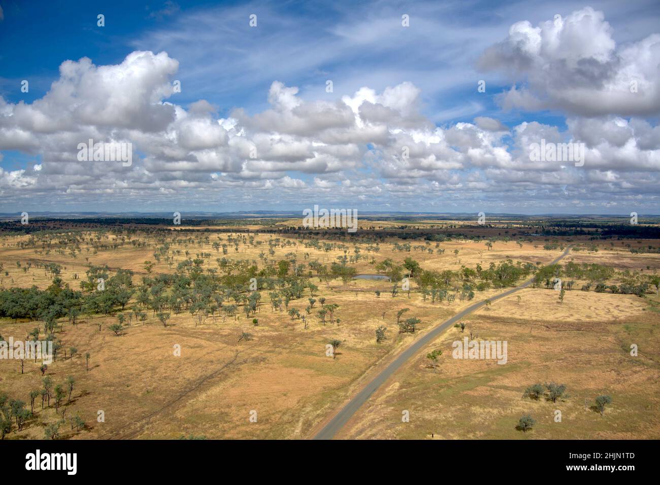 Aerial of the Inland Defence Road near Camboon Queensland Australia Stock Photo