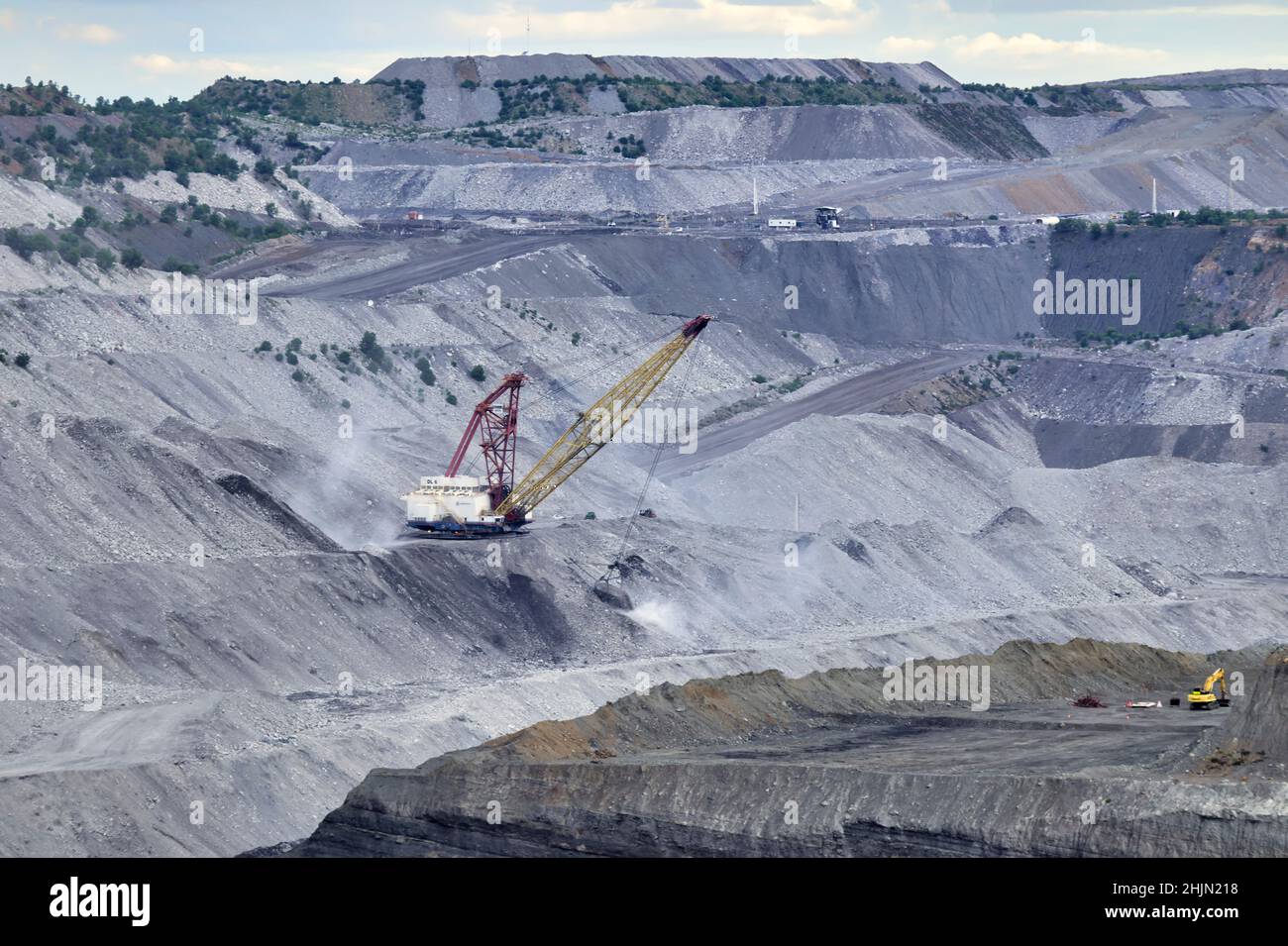 Massive dragline operating in the open cut coal mine Dawson Mine near Moura Queensland Australia