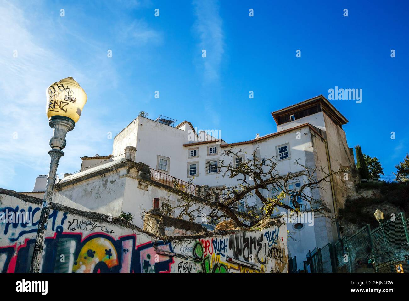 Alfama touristic district urban street art Lisboa. Lisbon, Portugal Stock Photo