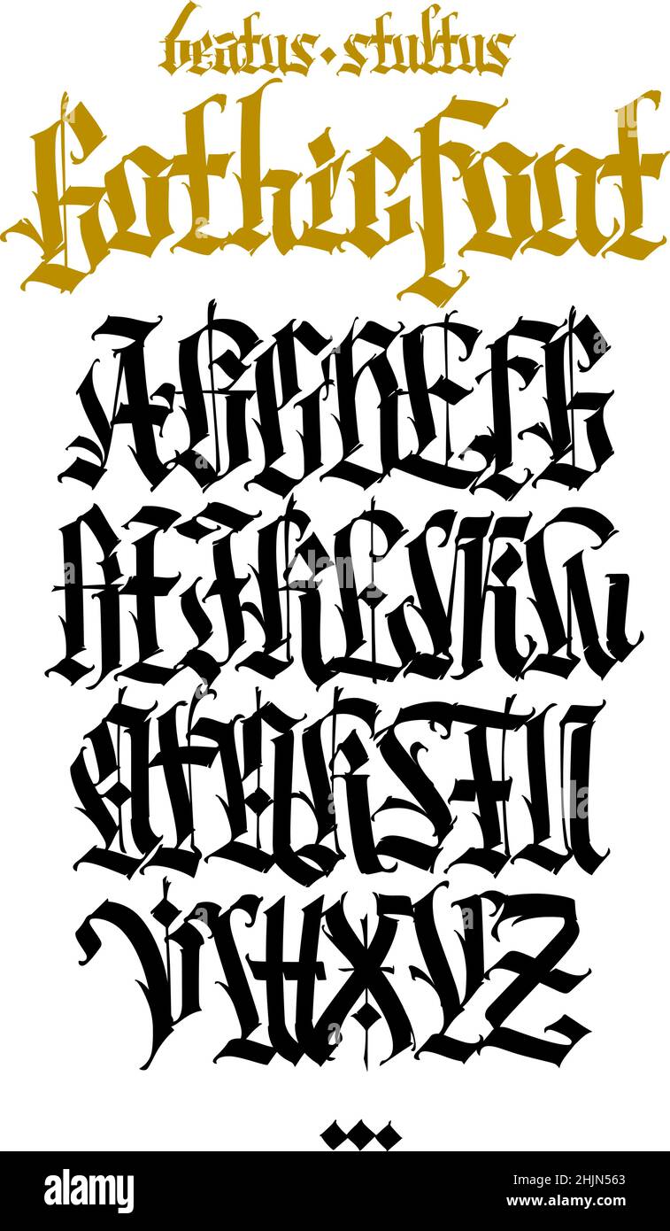 Premium Vector  Gothic english alphabet vector medieval latin letters and  numbers signs and symbols for tattoos