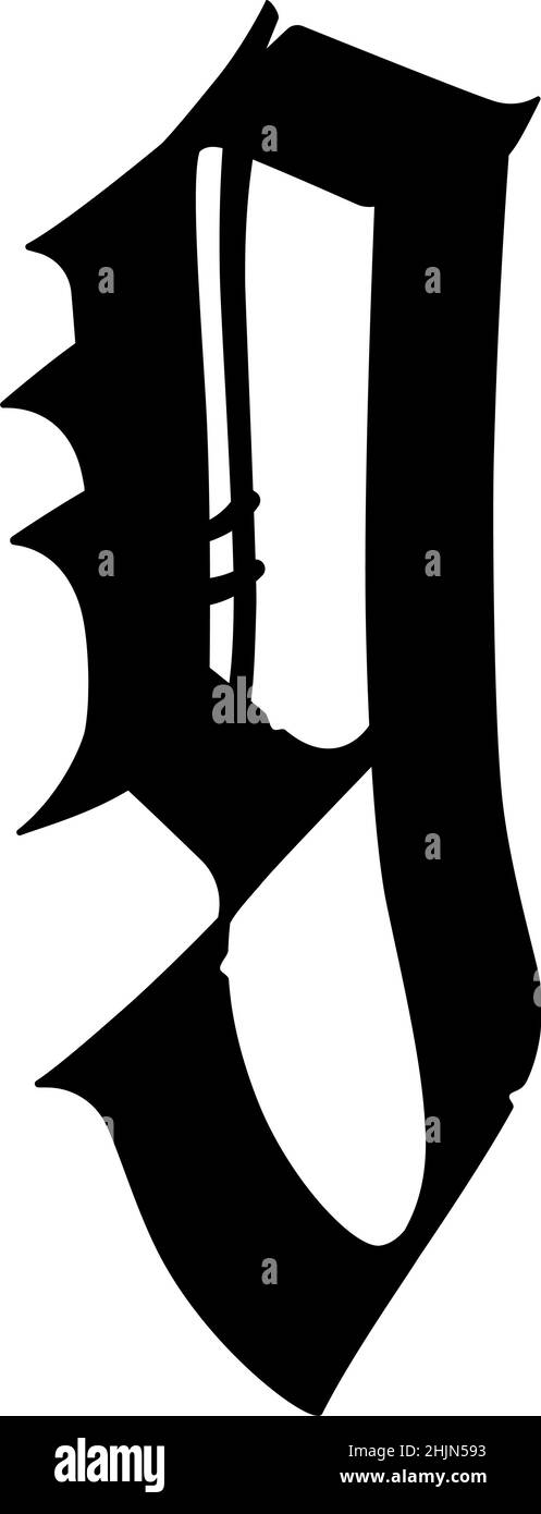 The letter g in the Gothic style. Vector. Old alphabet. The symbol
