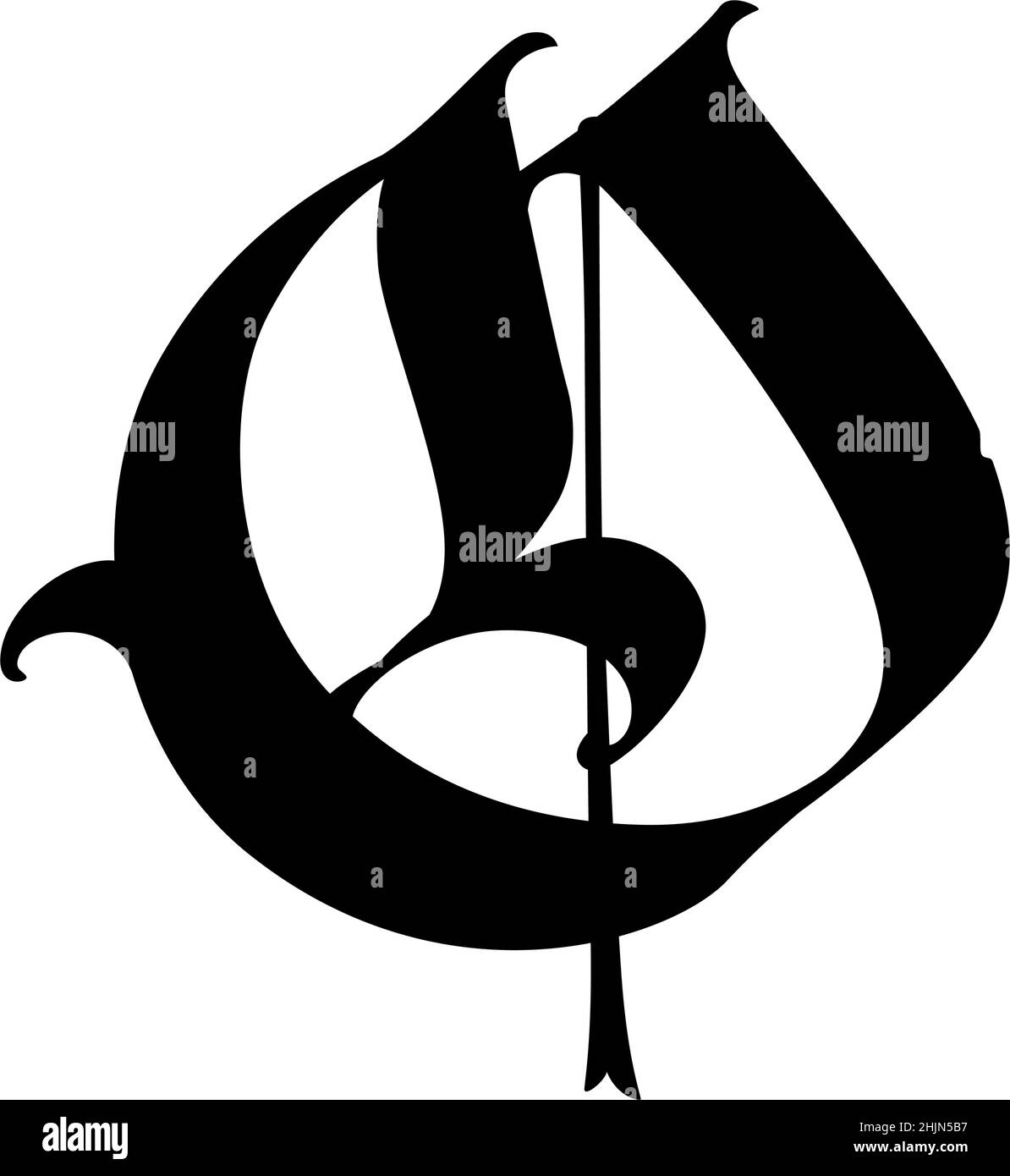 The Letter O In The Gothic Style Vector Old Alphabet The Symbol Is 