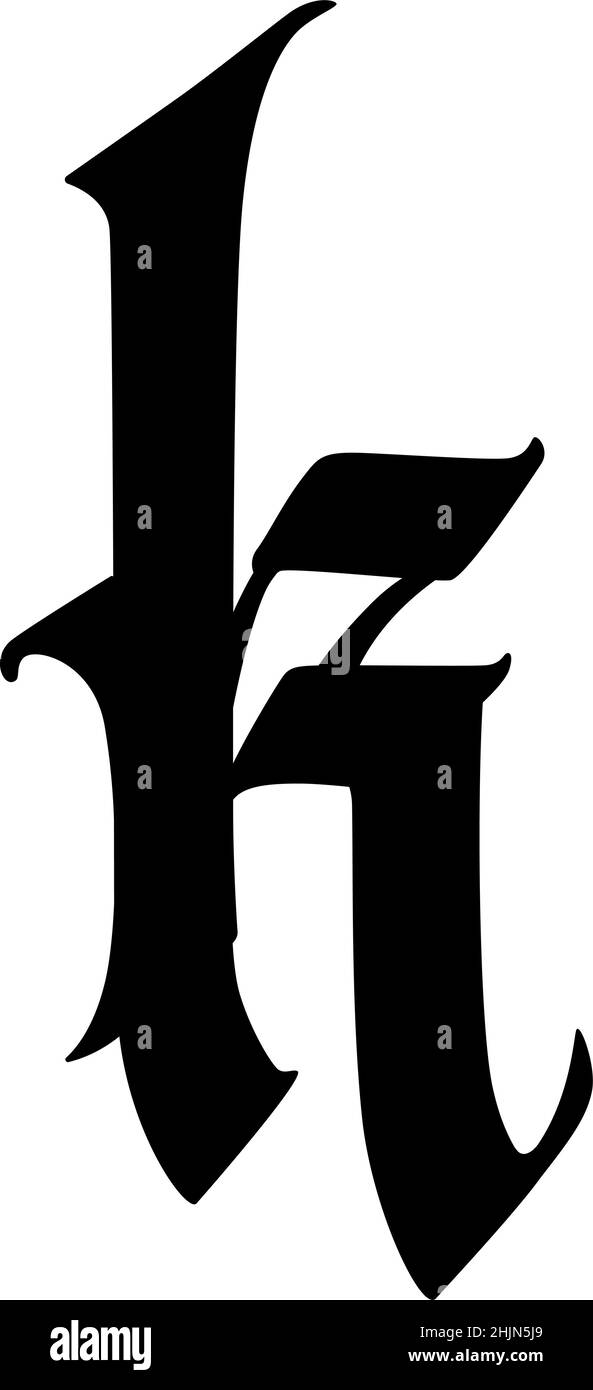 The letter k in the Gothic style. Vector. Old alphabet. The symbol is ...
