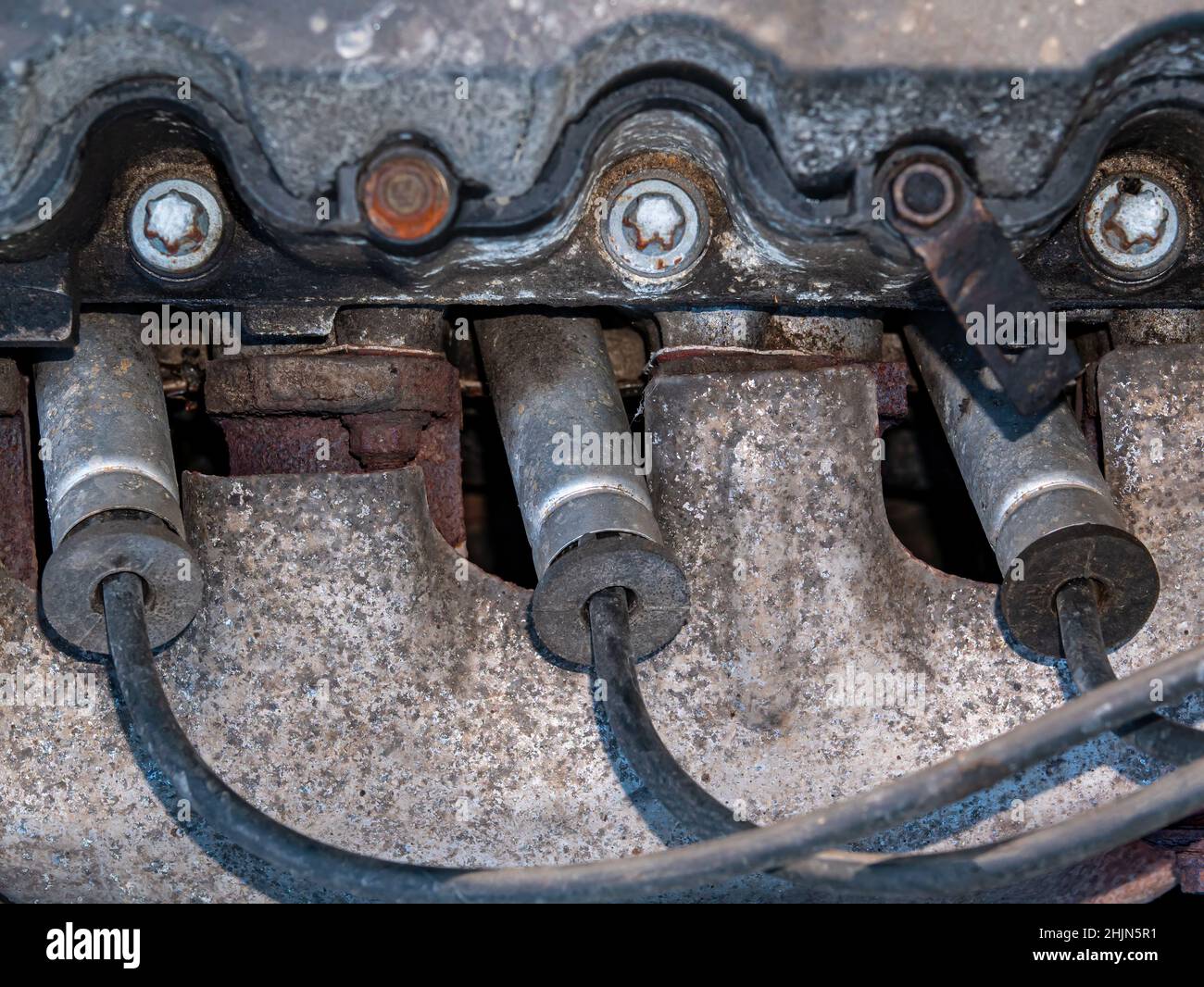 Wires for connecting the spark plugs of a car engine Stock Photo Alamy