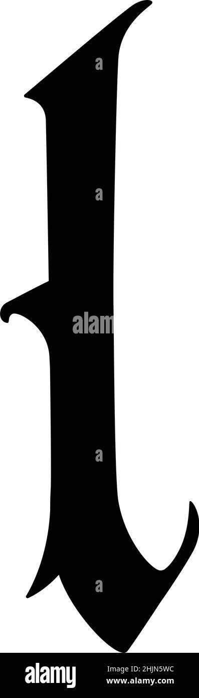 The letter l in the Gothic style. Vector. Old alphabet. The symbol is