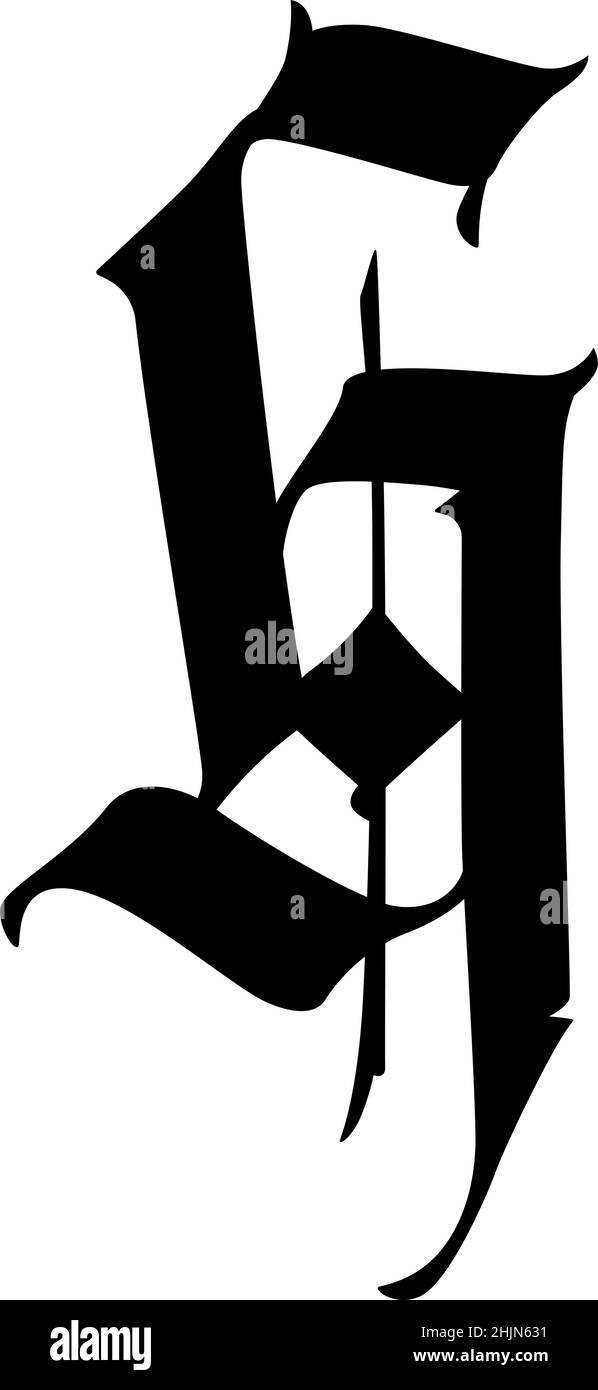 Letter H, in the Gothic style. Vector. Alphabet. The symbol is