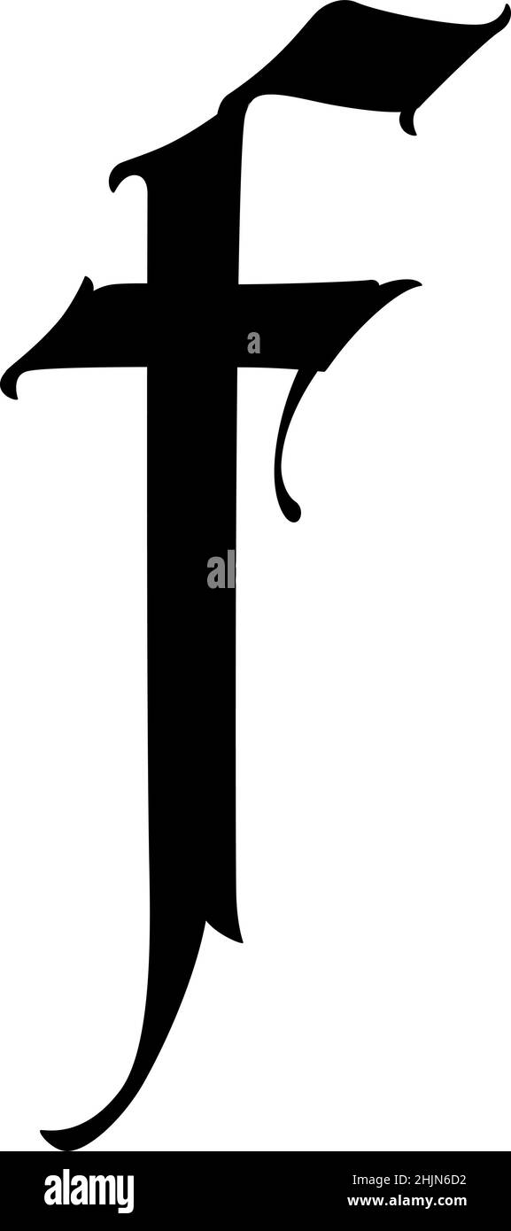 The letter f in the Gothic style. Vector. Old alphabet. The symbol is