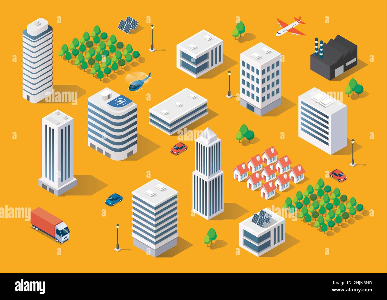 Isometric building cityscape in flat style. Vector illustration Stock ...