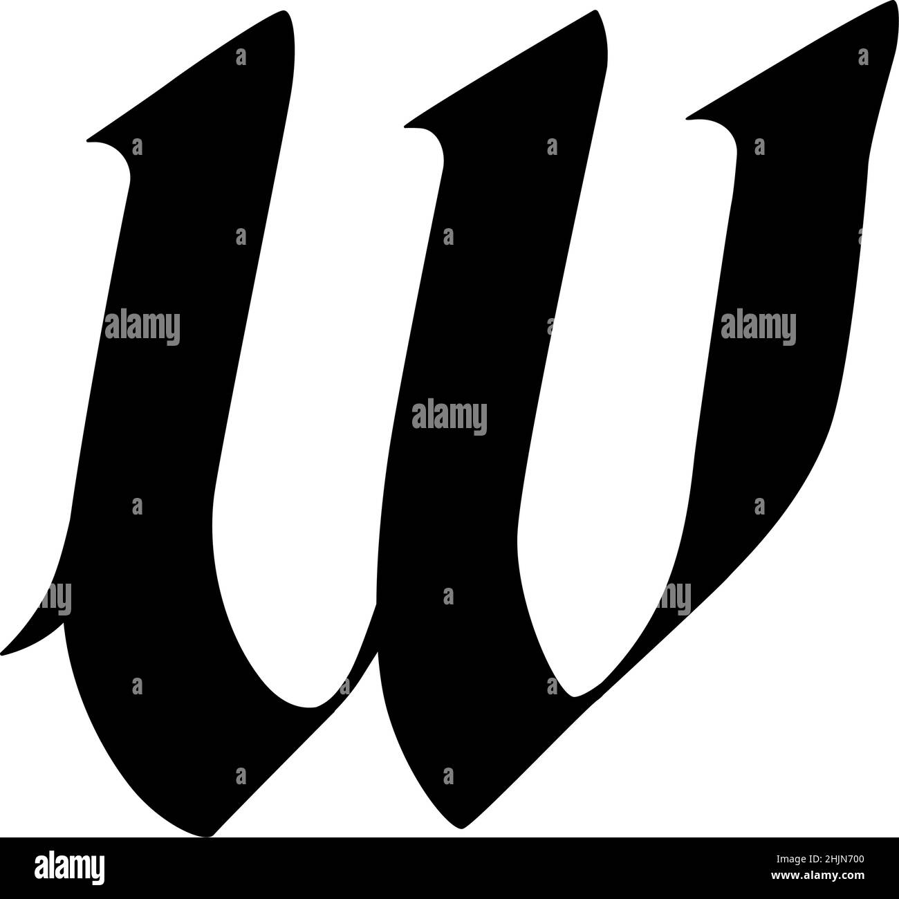 The letter w in the Gothic style. Vector. Old alphabet. The symbol is ...