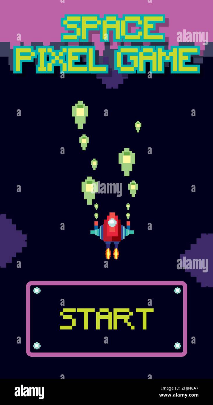 Retro pixel space game interface illustration Stock Vector Image & Art ...