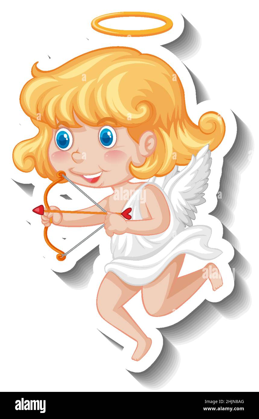 Cupid girl holding bow and arrow illustration Stock Vector Image & Art ...