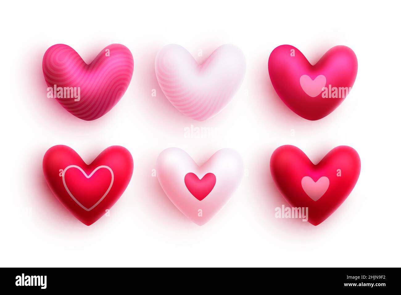 Heart balloons vector set. Valentine's heart balloon elements isolated ...