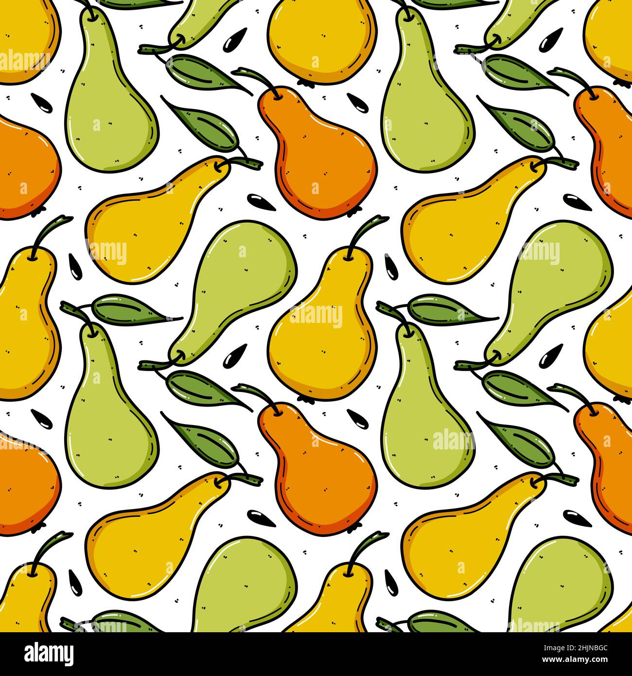 Seamless pattern with yellow and green pear. Fruit background. Vector ...