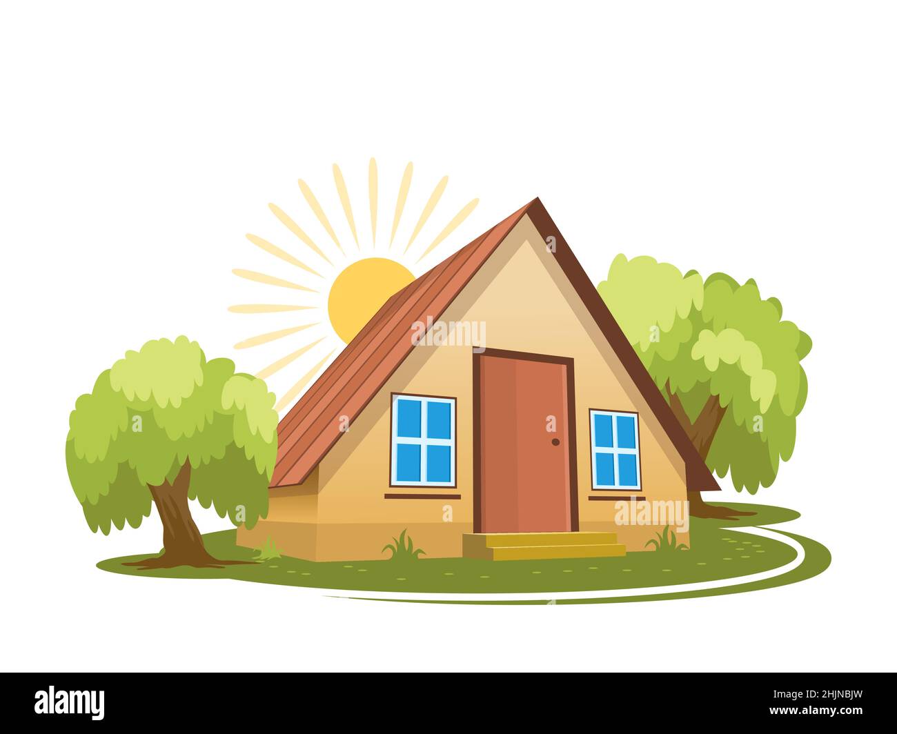 Summer landscape. House surrounded by trees Stock Vector Image & Art ...