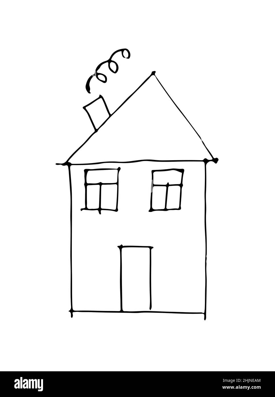 City small houses outline drawing Royalty Free Vector Image