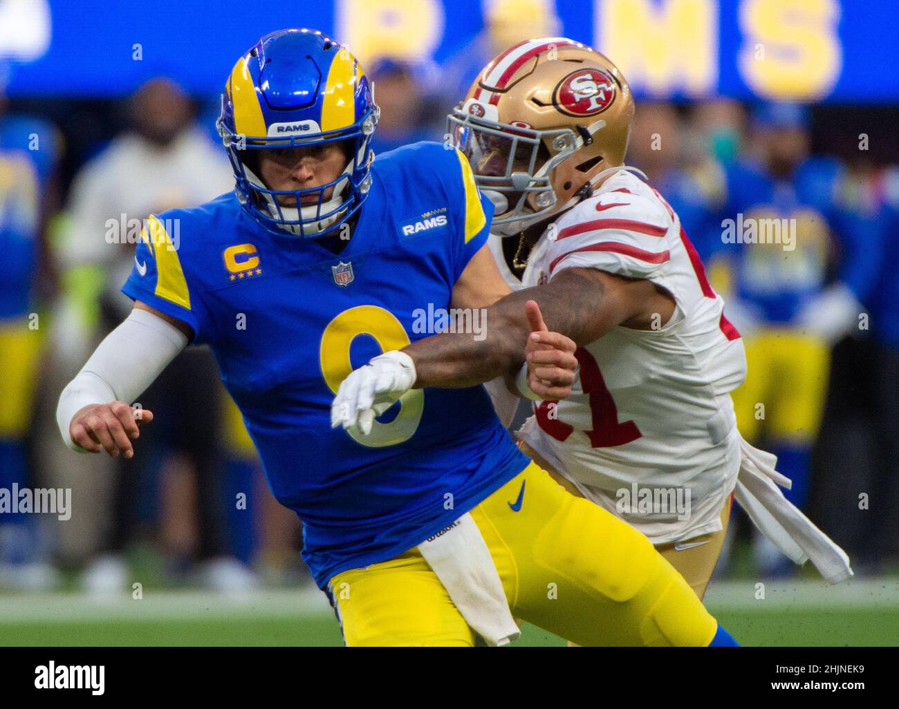 January 30, 2022, Los Angeles, CA, USA: Los Angeles Rams cheerleaders  perform during the NFC Championship game at SoFi Stadium on Sunday, Jan.  30, 2022 in Inglewood. (Credit Image: © Paul Kitagaki