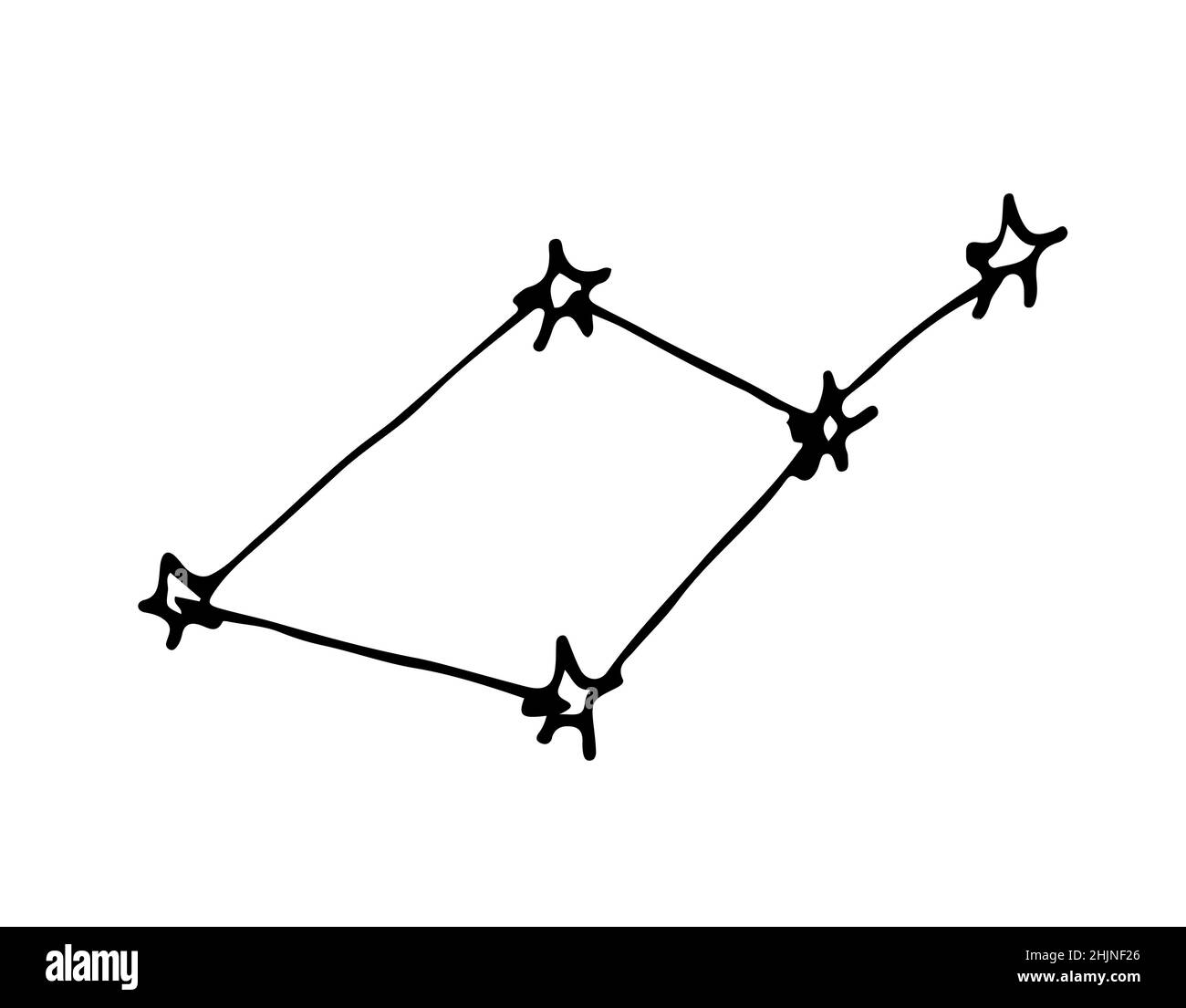 Constellation. Beautiful space object. Simple doodle drawing in childish style. Outline sketch. Hand drawing is isolated on white background. Vector Stock Vector