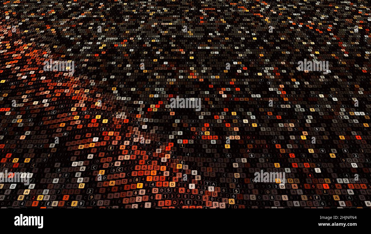 Abstract computer code animation on black background, seamless loop ...