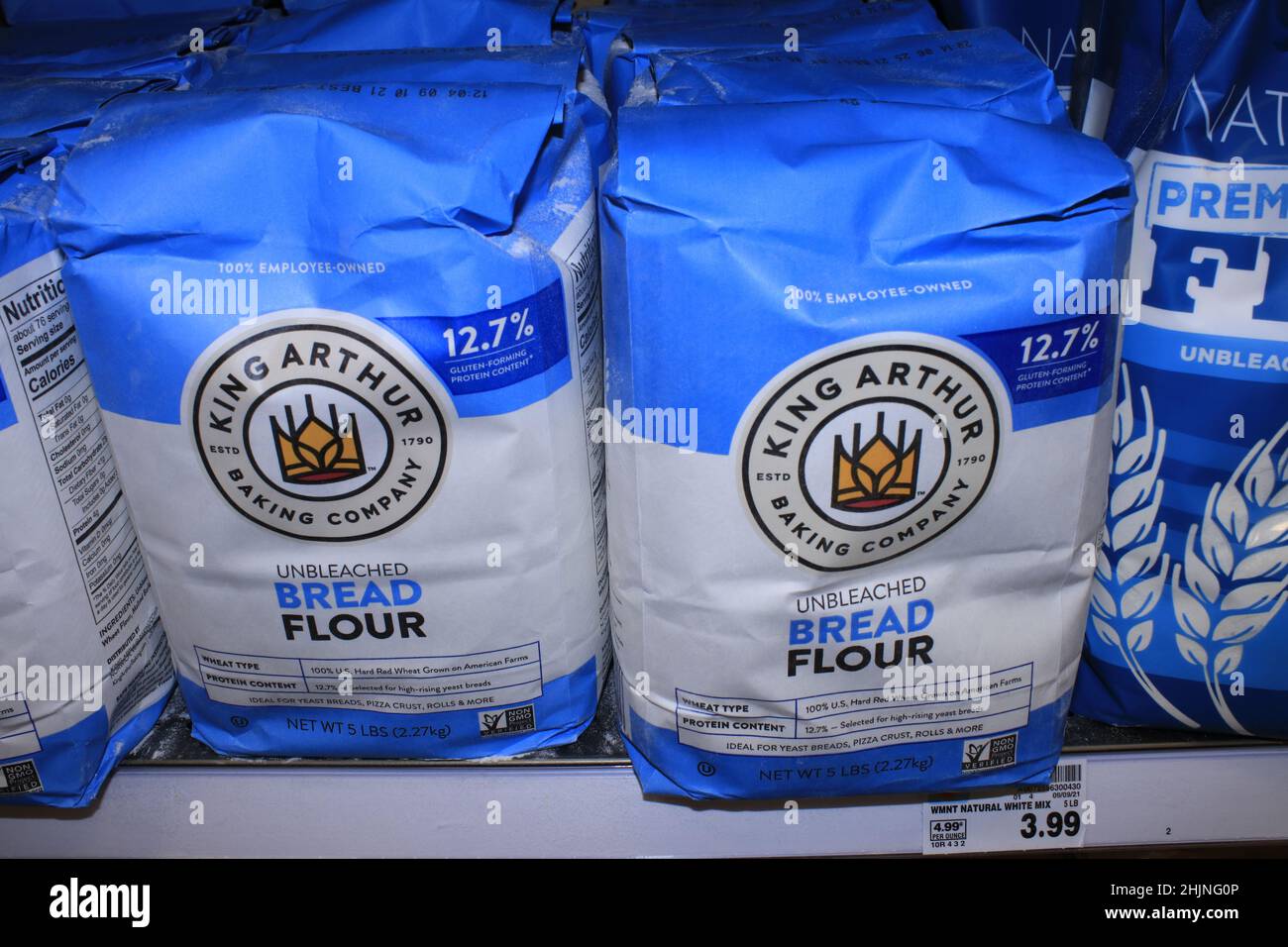 KING ARTHUR BREAD FLOUR shot closeup on a metal shelf Stock Photo Alamy