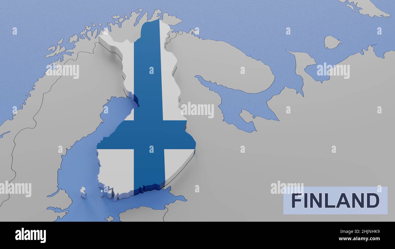 Finland map 3D illustration. 3D rendering image and part of a series. Stock Photo